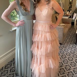 ASOS Bridesmaid Dress - Olive Pleated Cami Maxi Dress with Satin Waist Wrap